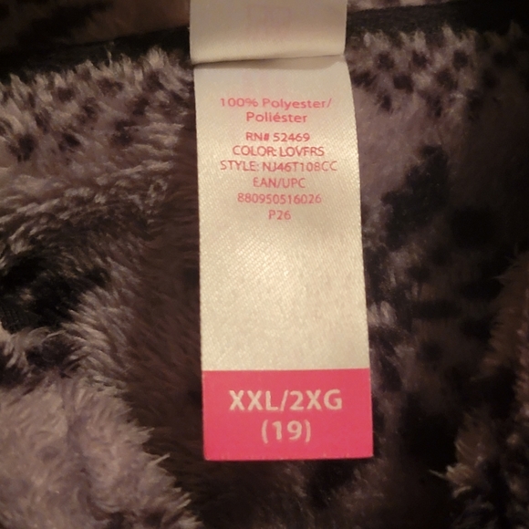 NO BOUNDARIES Plush Black 'n Gray LOVE 🖤's 'n Snowflakes Zip Hoodie Jacket XXL - Picture 11 of 11